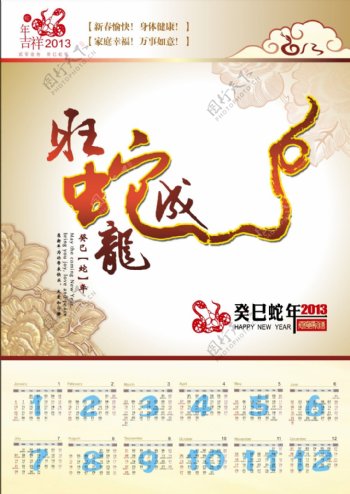 2013旺蛇成龙挂历矢量素材CD