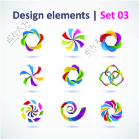 彩色立体logo设计矢量素材