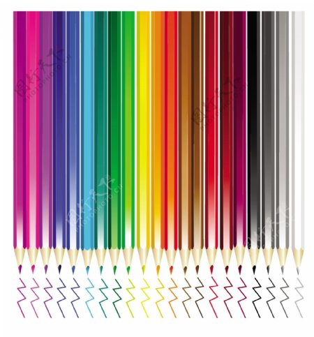 彩色铅笔画的艺术创作矢量素材