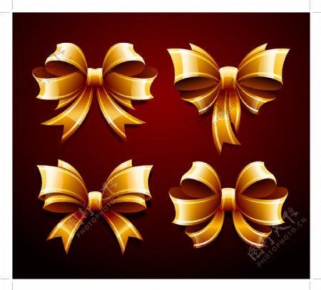 金色蝴蝶结装饰设计矢量素材