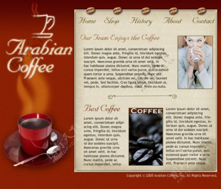 美食餐厅网页模版psd分层素材红色咖啡图片
