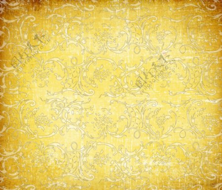 黄色复古花纹背景图片
