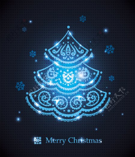 蓝色圣诞装饰卡片