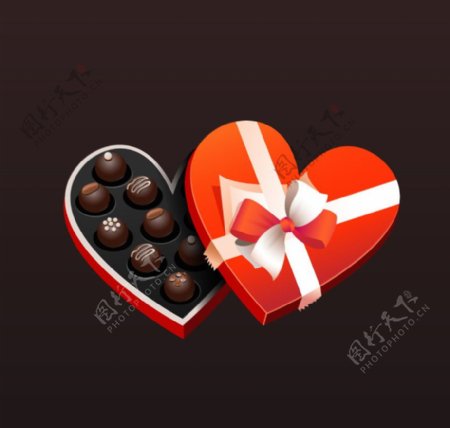 巧克力爱心礼盒矢量素材