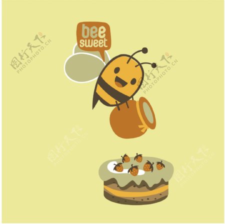 卡通蜜蜂蜜蜂采蜜
