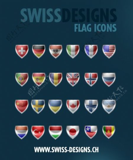 24章风格世界国旗图标集PSD
