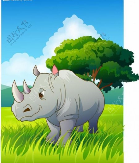 动物插画犀牛图片