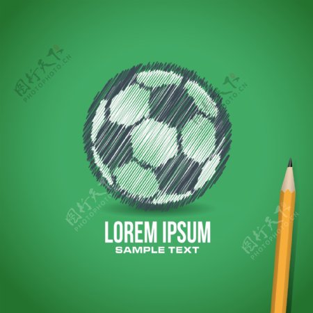 铅笔手绘足球背景矢量素材