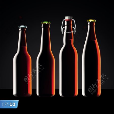 不同的啤酒瓶的设计元素矢量图03