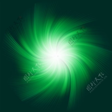绿色放射光束矢量素材图