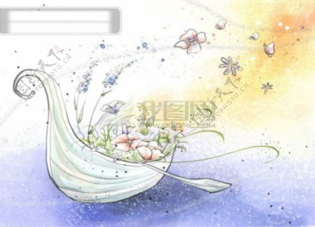 HanMaker韩国设计素材库背景淡彩色调意境绘画风格船梦幻