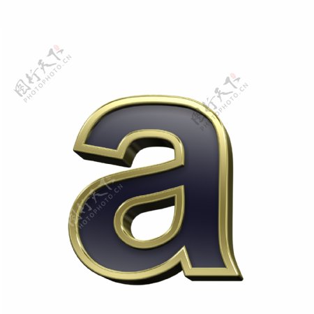 一个小写字母从黑色与金色的字母集
