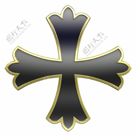 黑色与金色纹章十字架白色隔离