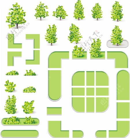 园艺绿化房屋建筑矢量图