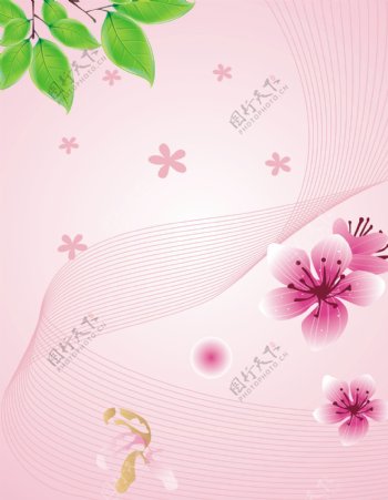 粉色花朵线条移门