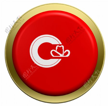 卡尔加里国旗上的圆形按钮白色隔离