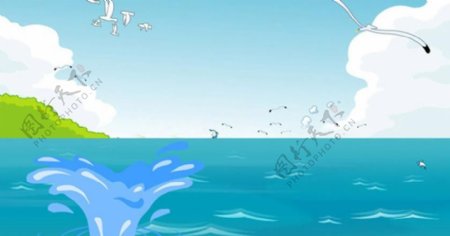 小海豚戏水动画素材图片
