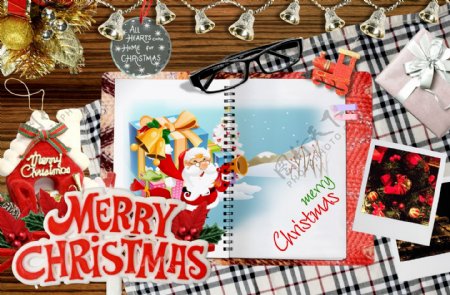 HanMaker韩国设计素材库背景图片卡片礼物祝福圣诞本子笔袜子物品照片