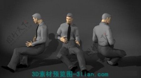 男士座姿3D模型