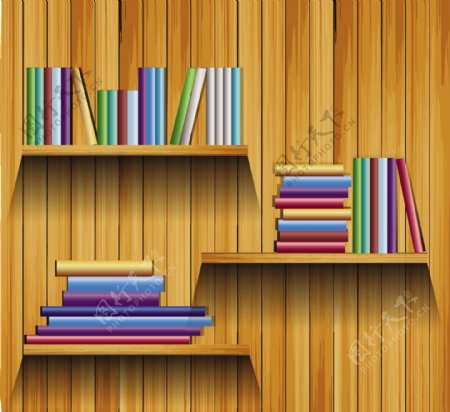 木板墙壁书架