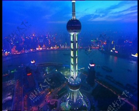 航拍城市上海明珠外滩夜景视频素材