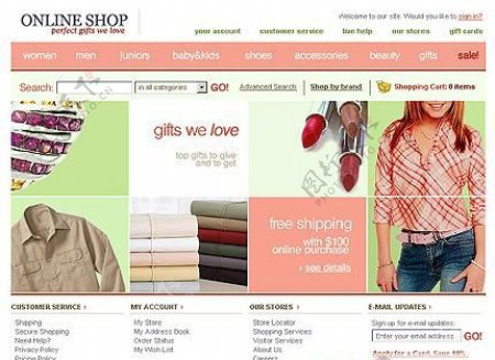粉红色女性电子商务网站模板