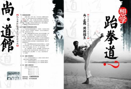 水墨中国风跆拳道馆宣传单PSD素材