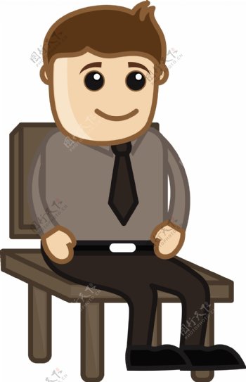 男人坐在椅子上办公企业的卡通人物