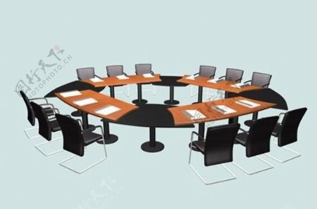 会议桌组合53D模型