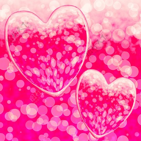 粉红色的心形设计在背景虚化背景显示爱情和浪漫情怀