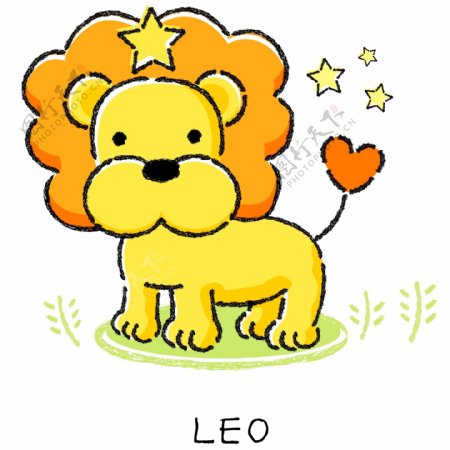 印花矢量图简单卡通卡通动物星座狮子免费素材