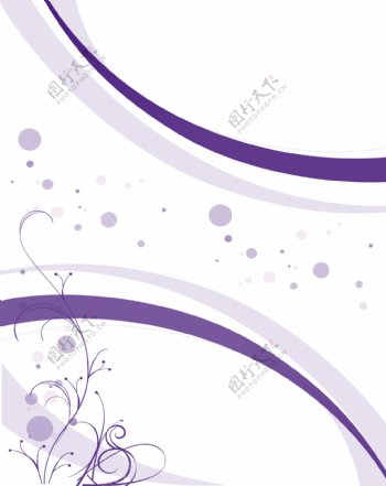 花枝泡泡紫色彩带
