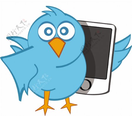 蓝鸟推特手机矢量图形