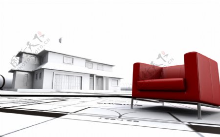 三维建筑CAD沙发