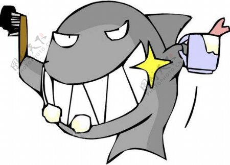 位图卡通动物鲨鱼色彩灰色黑色免费素材