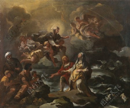 GiordanoLucaSantaBrigidasalvadadeunnaufragioporlaVirgenCa.1700意大利画家卢卡焦尔达诺FaPresto人物