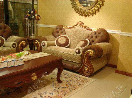 经典欧式家具华丽的单人沙发图片