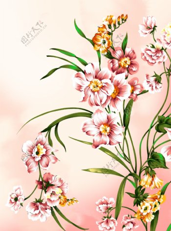 粉色花朵分层素材
