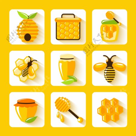 精美蜂蜜元素图标