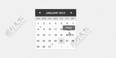 小型WebUI的日历与悬停PSD