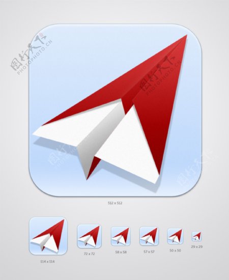 红白iOS纸飞机图标psd