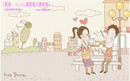 线条风情侣生活情人节浪漫卡通诙谐适量素材HanMaker韩国设计素材库