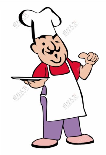 竖拇指的厨师卡通