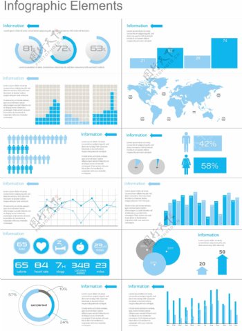 蓝色信息图矢量素材