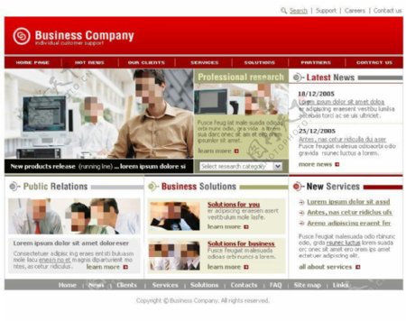 红色经典商务网站psd模板