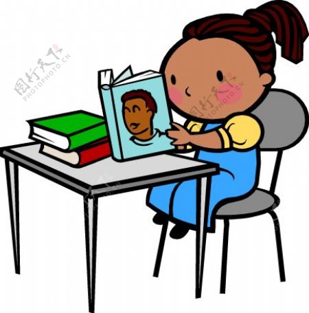 读书的黑人女孩插图