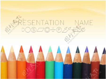 彩色铅笔适合老师使用PPT模板