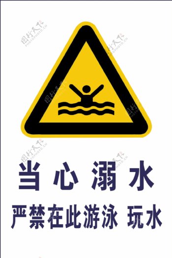 禁止游泳警示标志PSD分层模板