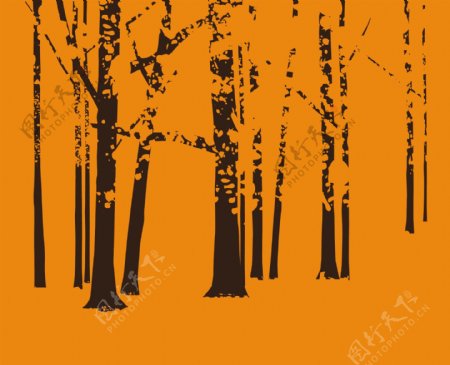 橙树林矢量素材