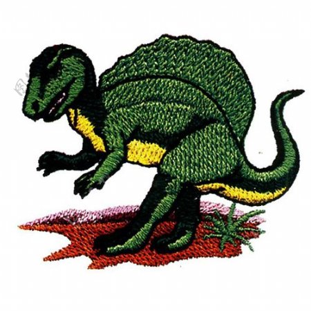 绣花动物恐龙色彩绿色免费素材